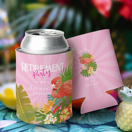 Flamingo Retirement Pink Can Cooler