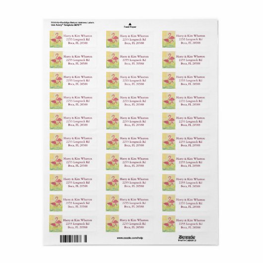Flamingo Return Address Label (Full Sheet)