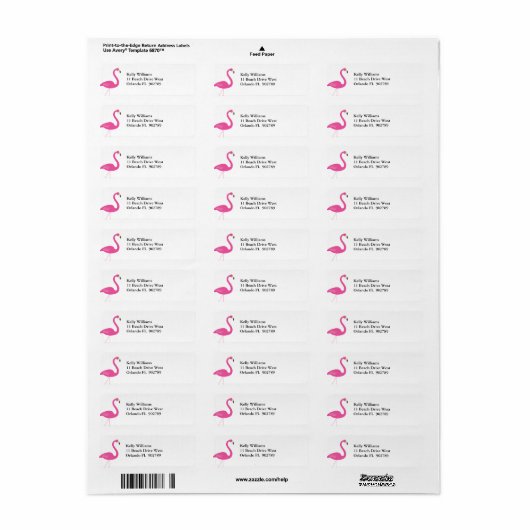 Flamingo Return Address Labels (Full Sheet)