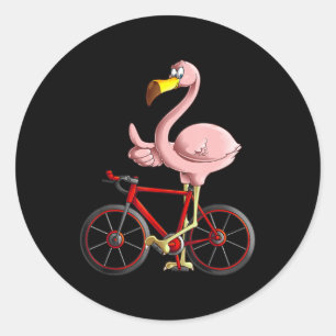Flamingo Riding a Bicycle Cool Bikers Funny Bike Ronde Sticker