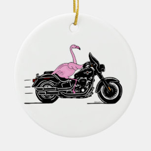 Flamingo Riding A-motorfiets Keramisch Ornament