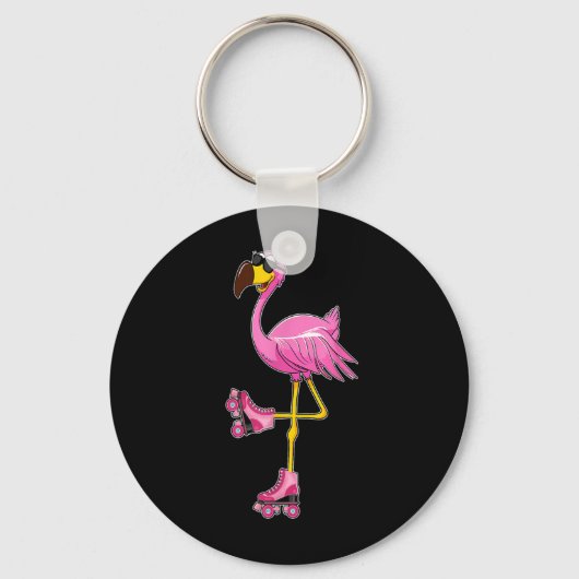 Flamingo Roller Schaatsen - Funny Flamingo Lover R Sleutelhanger (Voorkant)