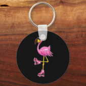 Flamingo Roller Schaatsen - Funny Flamingo Lover R Sleutelhanger (Voorkant)