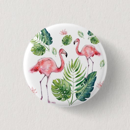 Flamingo Ronde Button 3,2 Cm (Voorkant)