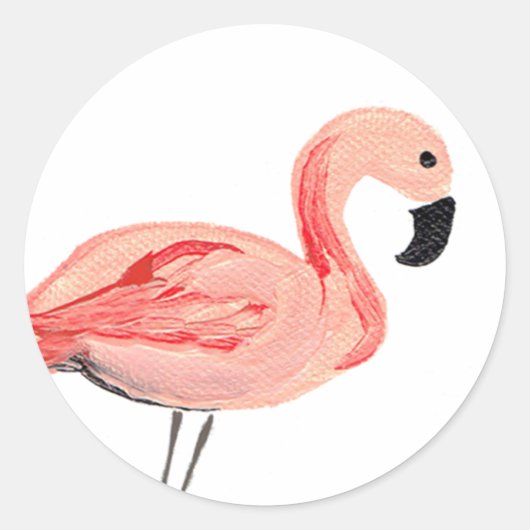 Flamingo Ronde Sticker (Voorkant)