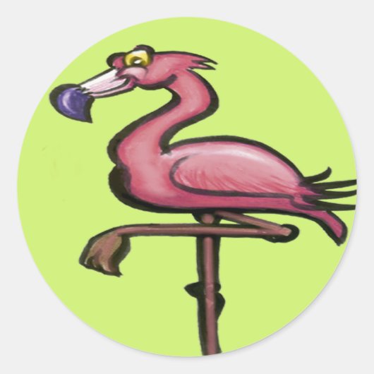 Flamingo Ronde Sticker (Voorkant)