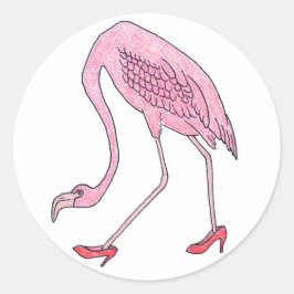 flamingo ronde sticker