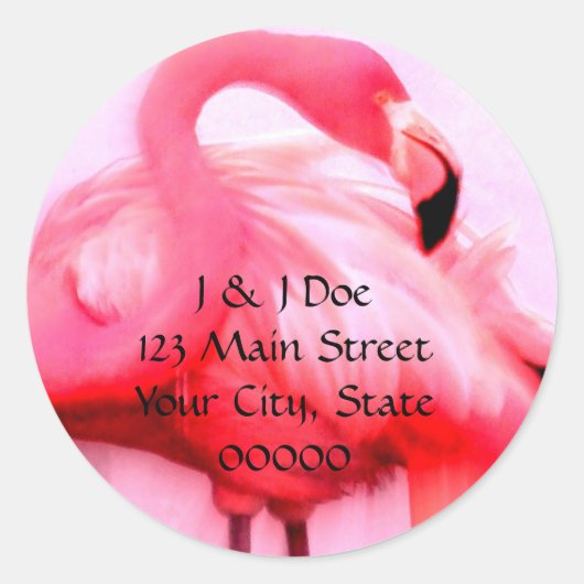 Flamingo Ronde Sticker (Voorkant)