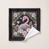 Flamingo Rose et Art Déco Arc-en-Ciel  (Gant de toilette)