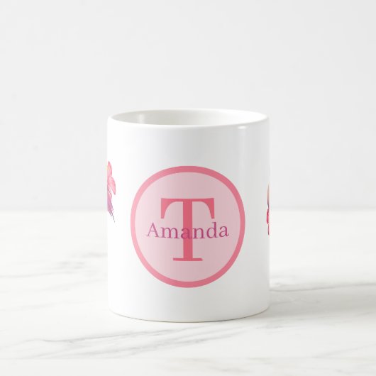 flamingo rose mignon ajouter monogramme Café Mug (Centre)