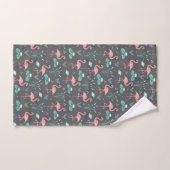 Flamingo rose motif gris turquoise mignon (Serviette à main)