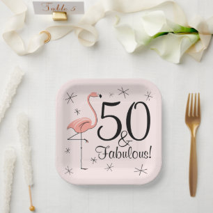Flamingo Roze 50 en Fabulous vierkant papier bord