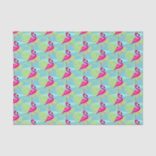 Flamingo roze aqua blauwgroen vogelpapier tissuepapier