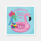 Flamingo Roze Bloemen 5e verjaardag Pool Party Servet (Voorkant)