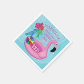 Flamingo Roze Bloemen 5e verjaardag Pool Party Servet (Hoek)
