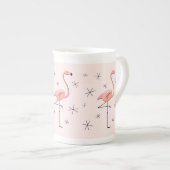 Flamingo Roze bot china mok (Voorkant rechts)