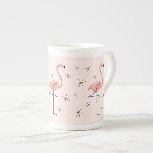 Flamingo Roze bot china mok (Voorkant rechts)