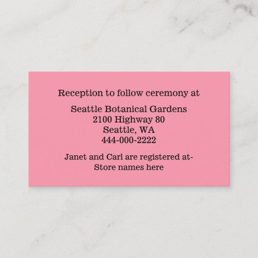 Flamingo Roze Bruiloft Informatie Kaart (Voorkant)