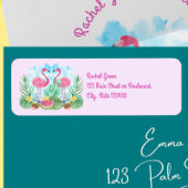 Flamingo Roze Bruiloft retour Etiket