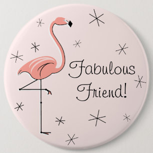 Flamingo Roze 'Fabulous Friend'-knop Ronde Button 6,0 Cm