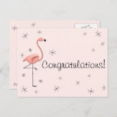 Flamingo Roze "Gefeliciteerd!" briefkaart (Voorkant / Achterkant)