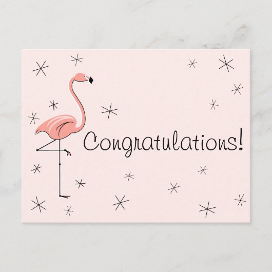 Flamingo Roze "Gefeliciteerd!" briefkaart (Voorkant)