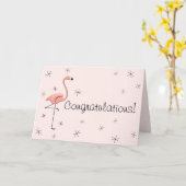 Flamingo Roze Gefeliciteerd! Flamingo! Kaart (Gele Bloem)