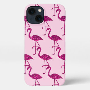 Flamingo roze glitter sparkles patroon iPhone 13 hoesje