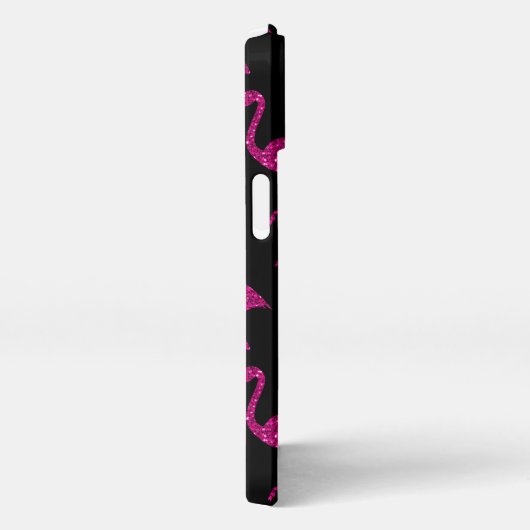 Flamingo roze glitter sparters zwart patroon iPhone hoesje (Rechterkant)