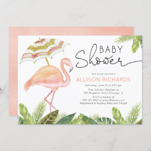 Flamingo roze goudmeisje baby shower kaart