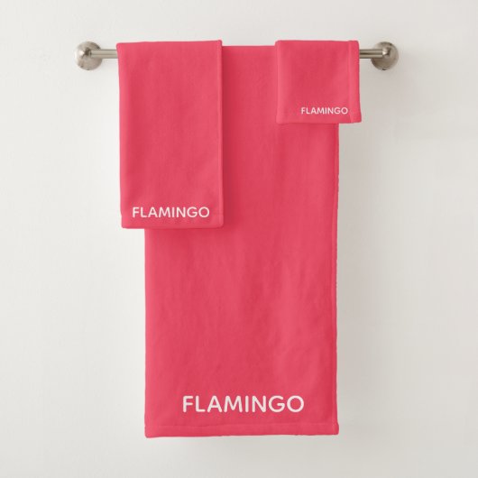 Flamingo roze kleurnaam bad handdoek (Insitu)