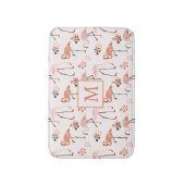 Flamingo Roze Koraal Monogram Patroon Badmat (Voorkant Verticaal)