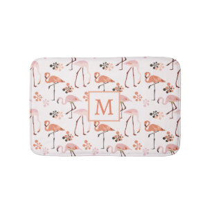 Flamingo Roze Koraal Monogram Patroon Badmat