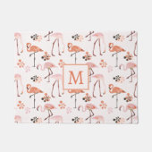 Flamingo Roze Koraal Monogram Patroon Deurmat (Voorkant)