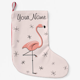 Flamingo Roze Naam met één zijde Kleine Kerstsok