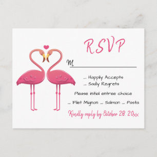 Flamingo Roze RSVP Bruiloft Tropische Luau Strand Uitnodiging Briefkaart