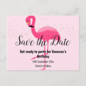 FLAMINGO Roze Sla de datum op Aankondigingskaart (Voorkant)