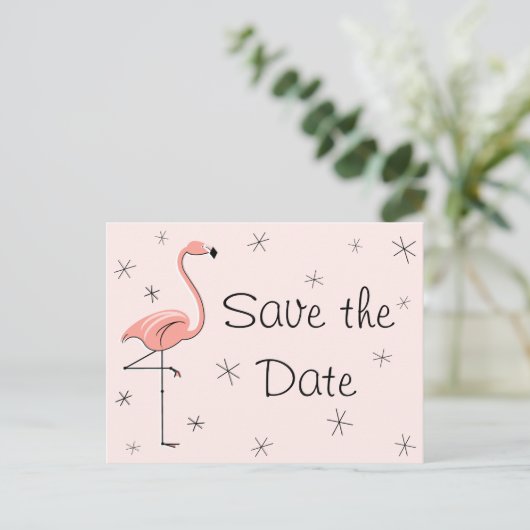Flamingo Roze "sparen het briefkaart van de Datum" (Staand voorkant)