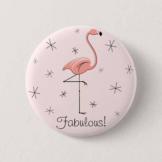Flamingo Roze 'Tekst' knop Ronde Button 5,7 Cm (Voorkant)