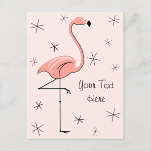 Flamingo Roze Tekst verticaal briefkaart