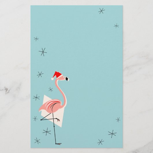 Flamingo Santa Blue Briefpapier (Voorkant)