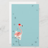 Flamingo Santa Blue Briefpapier (Voorkant / Achterkant)