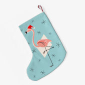 Flamingo Santa Blue stocking Kleine Kerstsok (Achterkant (Hangend))