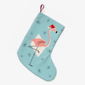 Flamingo Santa Blue stocking Kleine Kerstsok (Voorkant (Hangend))