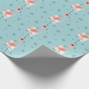 Flamingo Santa Blue-verpakkingspapier Cadeaupapier