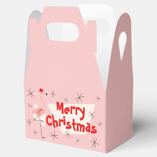 Flamingo Santa Blue Vrolijk kerstgevel Bedankdoosjes (Geopend)