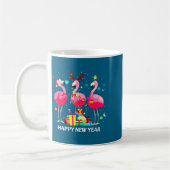 Flamingo Santa Hat Happy New Year Light Long Sleev Koffiemok (Links)