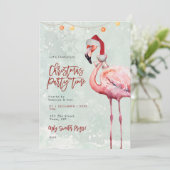 Flamingo Santa Hat Kerstfeest Uitnodiging (Staand voorkant)