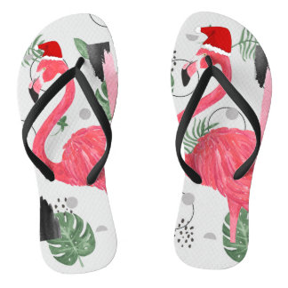 Flamingo Santa, Kerstmis in juli, Santa Hat Teenslippers