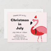 Flamingo Santa Kerstmis in juli Uitnodiging Briefkaart (Voorkant / Achterkant)